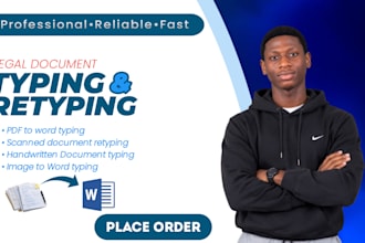 type and format legal documents into editable word files
