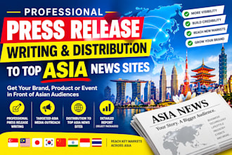 write and distribute your press release to top asia new sites