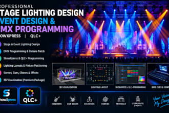 create stage lighting design event design and dmx programming, showxpress qlc
