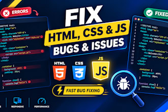 fix HTML CSS js bugs and responsive website issues