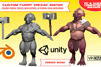 create custom furry anthro vrchat nsfw avatar 3d anime vtuber model character