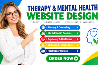 design therapy website, yoga, psychiatrist, health wellness, counselling website