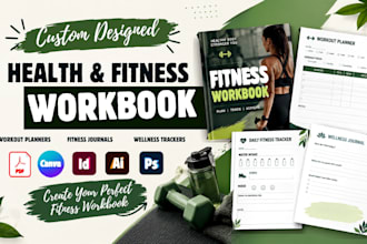 design health fitness workbooks, workout planners wellness journals and trackers