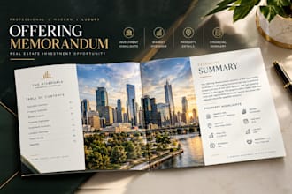 design or redesign commercial real estate offering memorandum brochure design