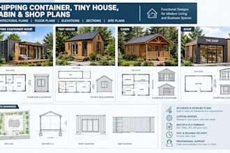 design UK shipping container, tiny house, cabin and shop plans
