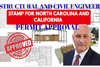 structural civil engineer drawings,stamp north carolina and california approval