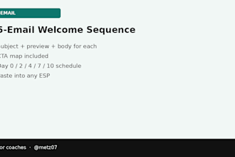write a 5 email welcome sequence for coaches