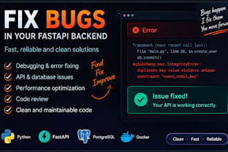 build or fix a fastapi rest API with postgresql