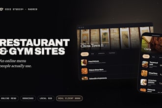 design a modern restaurant or gym website with online menu