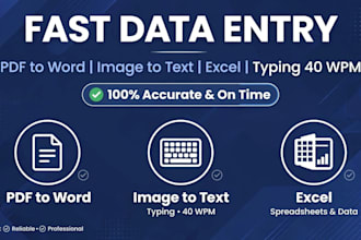 do fast data entry, pdf to word, image to text typing