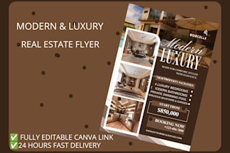 design modern real estate flyer, brochure, or poster in canva