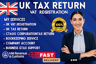 do uk vat registration, uk tax return, ct600,company account, and bookkeeping