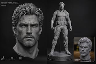 sculpt realistic custom 3d head sculpt and action figure stl for 3d printing