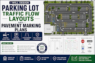 design parking lot traffic flow layouts and pavement marking plans
