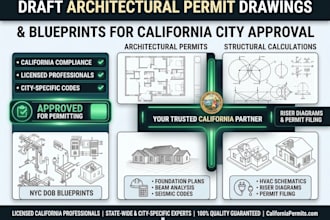 draft architectural permit drawings for california city approval