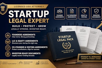 draft complete investor ready startup legal documents as a US lawyer
