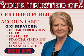 prepare licensed US CPA letter for income verification letter and comfort letter