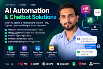 build ai automations, ai agents, calls, booking, support