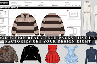 design fashion clothing apparel streetwear pants tshirts hoodie mockup tech pack