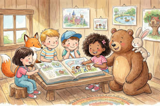 do children book illustration and storybook cover