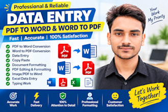 do data entry, PDF to word and word to PDF conversion