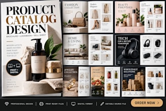 design product catalog magazine sellsheet brochure ebook lookbook trifold bifold