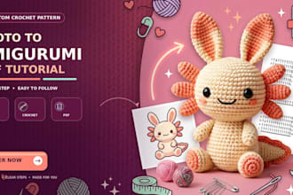 write custom amigurumi crochet pattern from photo PDF plushie tutoial