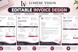 design invoice template, order form, quotation letterhead, stationery urgently