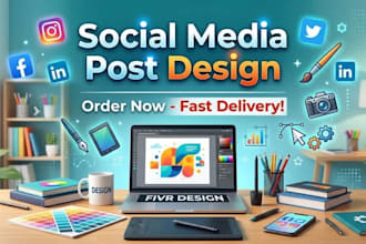 design 4 professional social media posts in 24 hours