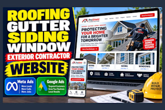 design roofing gutter siding window exterior contractor website google ads