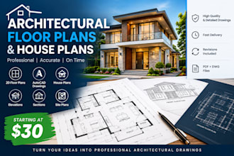 create architectural floor plans, house plans and autocad drawings