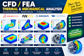 perform cfd, fea, and thermal analysis using ansys, comsol and abaqus solidworks