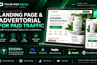 build landing page or advertorial page, sales funnel for paid traffic