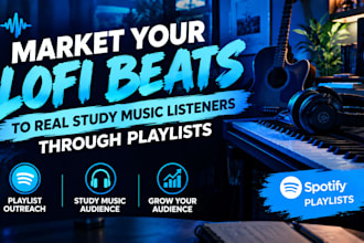 market your lofi beats to real study music listeners through spotify playlists