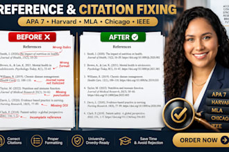 expertly fix your references and citation in apa 7 harvard mla or chicago