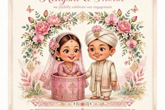 design manipuri caricature wedding invitation card