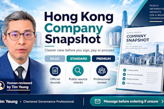 research a hong kong company and provide a professional background report