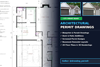 design building blueprint architectural drawing 2d floor plan deck city permit