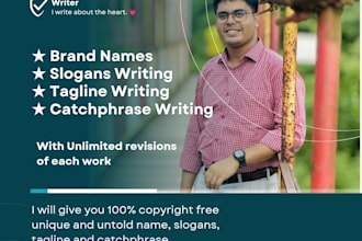 give appealing business names, catchphrases, tagline and slogans