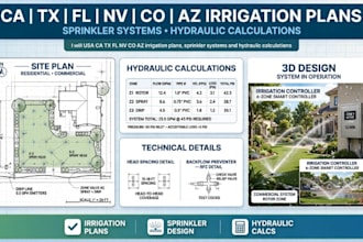 usa ca tx nv co fl az irrigation plan sprinkler system and hydraulic calculation