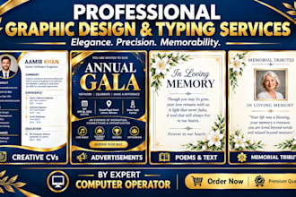 design memorial program, funeral announcement and tribute poster