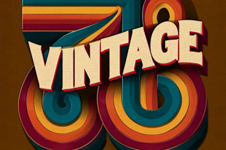 design 2d, 3d 70s retro vintage typography for logo and t shirt