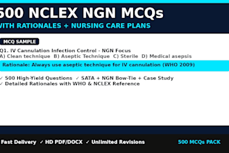 write 500 nclex ngn mcqs with rationales