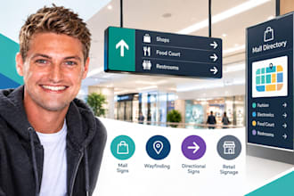 design shopping mall signs, wayfinding and retail directional signage systems