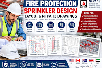 fire protection sprinkler design, layout nfpa 13 drawings