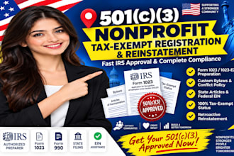 do 501c3 non profit registration, draft bylaws, file form 1023 ez, reinstatement