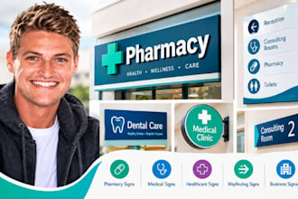 design pharmacy signs, medical signs and healthcare business signage systems