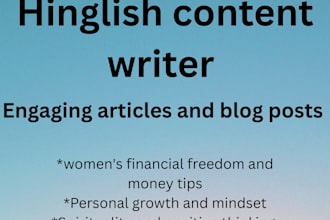 write engaging hinglish content for  article