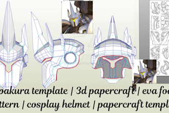 build 3d cosplay helmet, 3d mask, eva foam, wearable mask, pepakura, 3d helmet