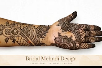 draw custom bridal arabic mehndi henna design illustration